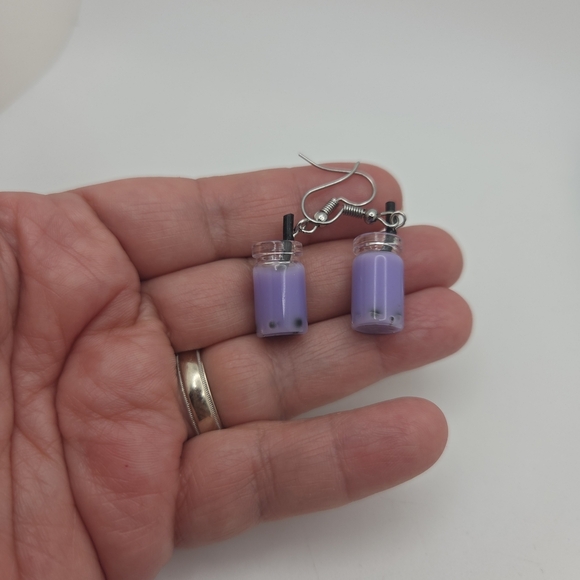 Playful Purple Bubble Tea Earrings - Picture 4 of 4
